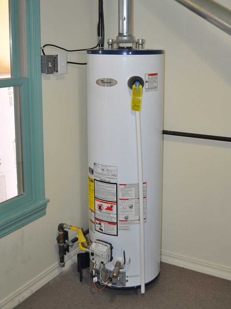 Gas water heater installed in an Enterprise NV home utility area