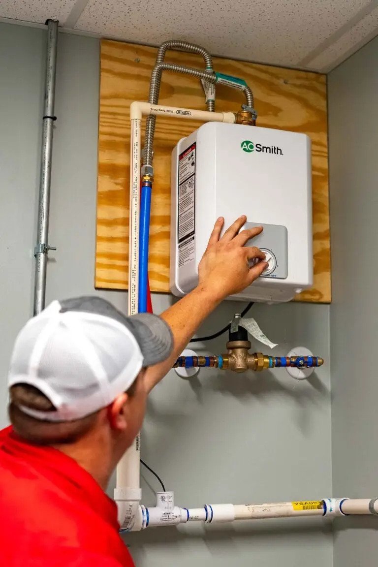 Compact water heater equipment staged for Enterprise NV repair and replacement jobs
